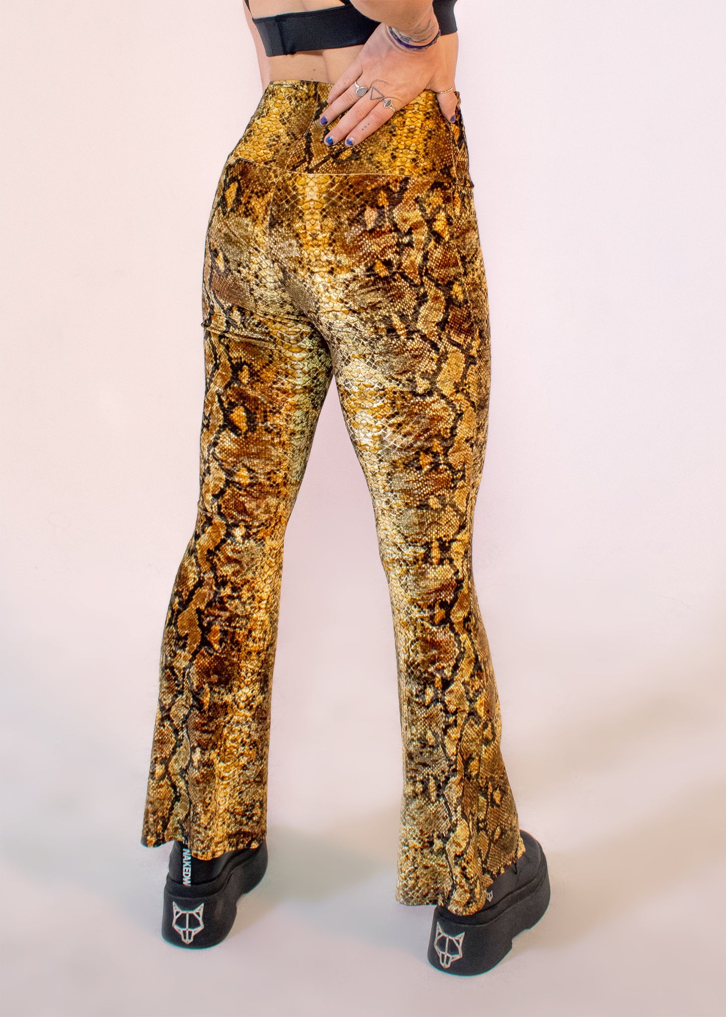 Burner Velvet Bellbottoms in Golden Python