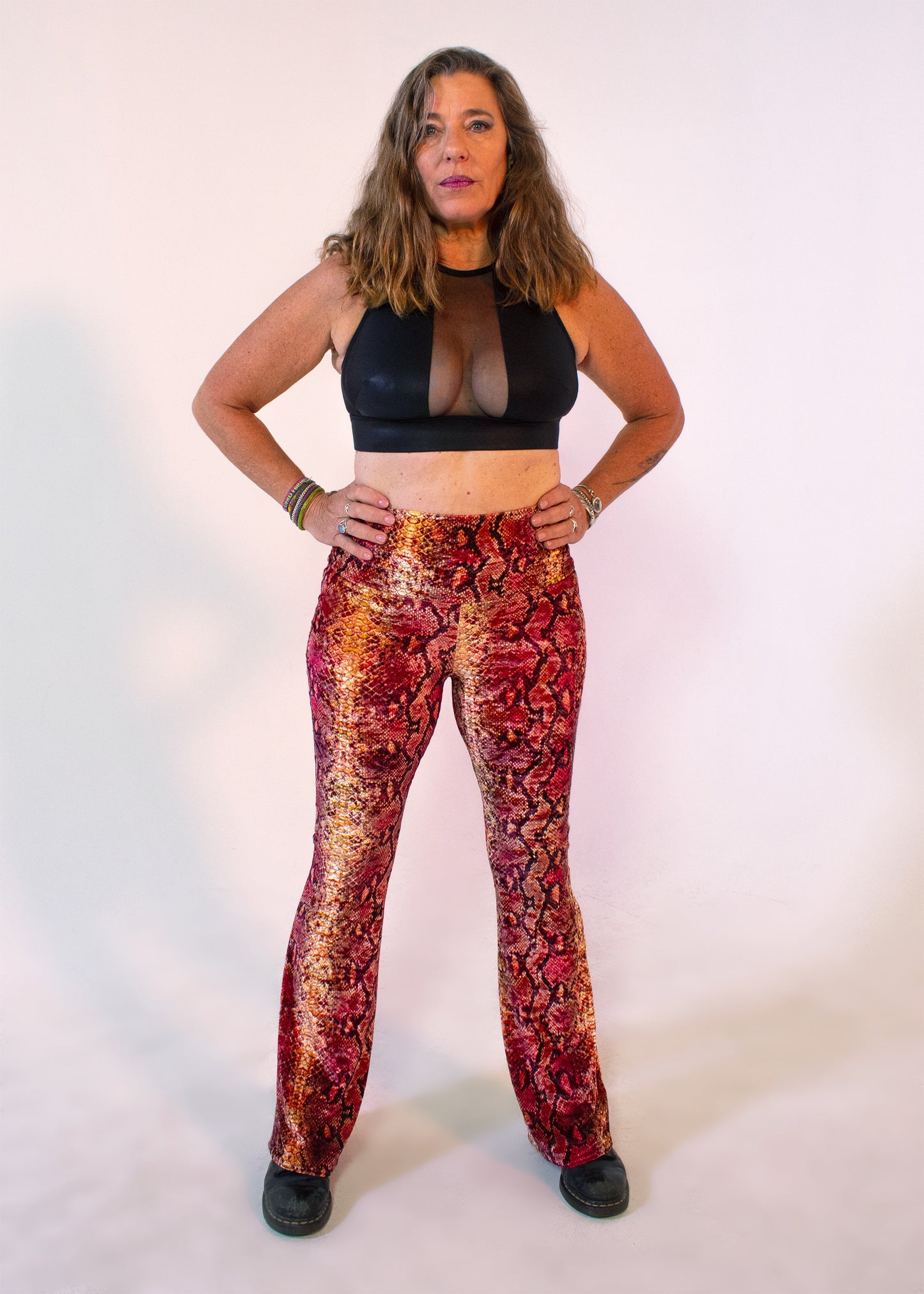 Burner Velvet Bellbottoms in Burnt Python
