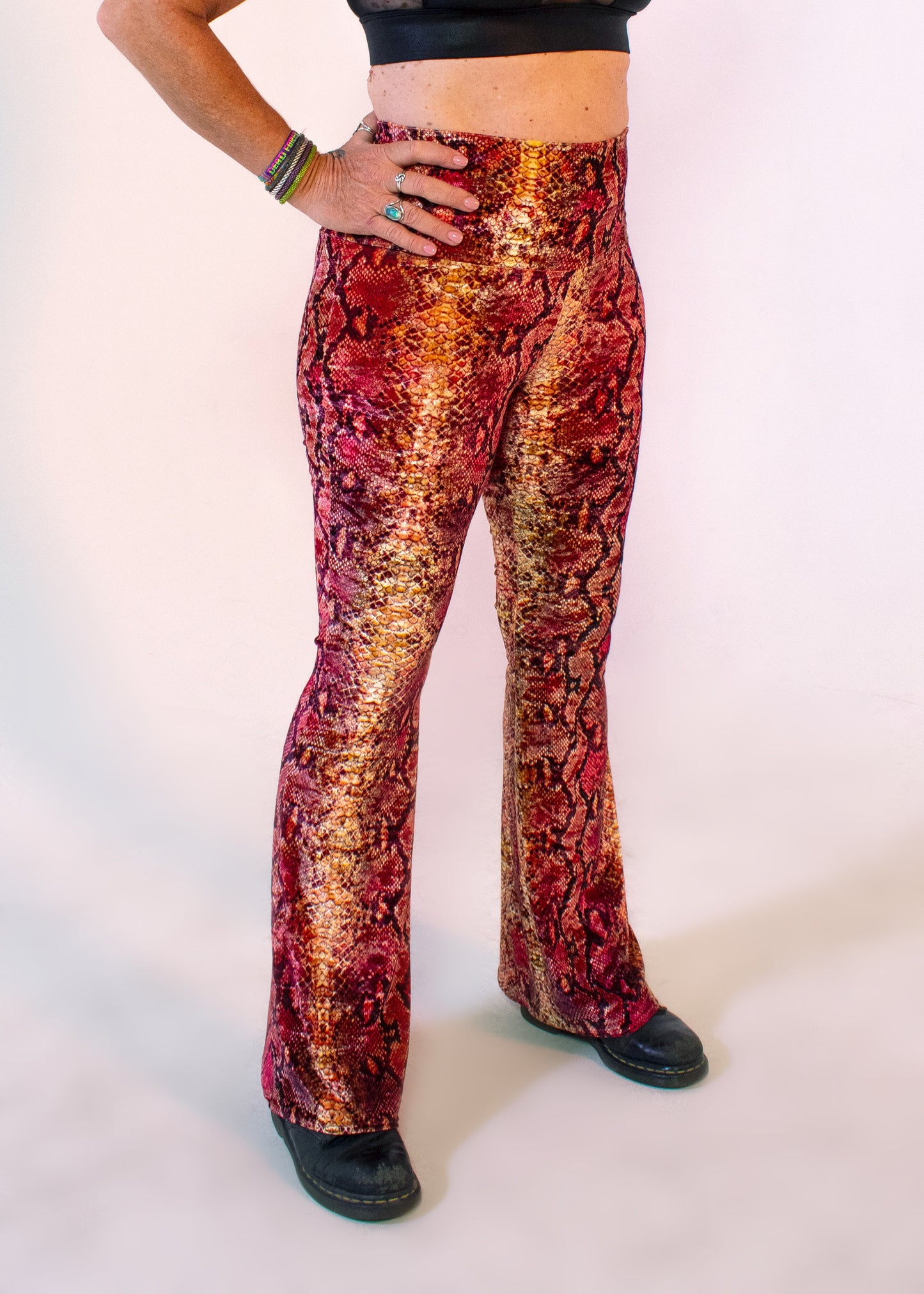 Burner Velvet Bellbottoms in Burnt Python