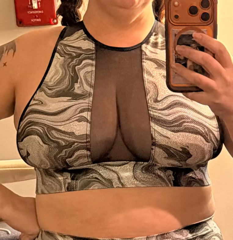 Amplify Bra Top in Shadow Swirl