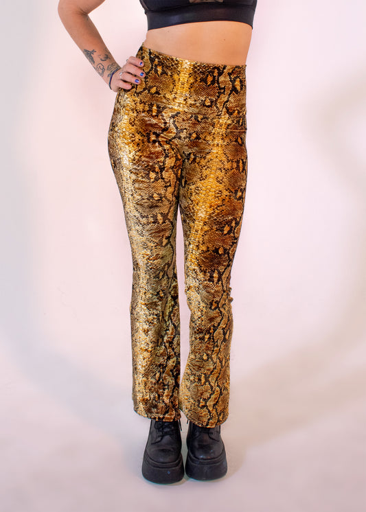 Burner Velvet Bellbottoms in Golden Python