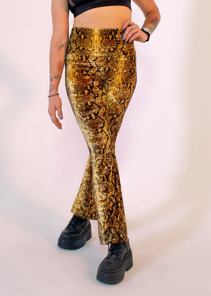 Burner Velvet Bellbottoms in Golden Python