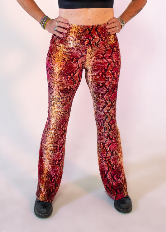 Burner Velvet Bellbottoms in Burnt Python